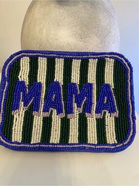 NWT Anthropologie Fiona Hand-Beaded 'MAMA' Trinket Dish - Blue, Green, Cream